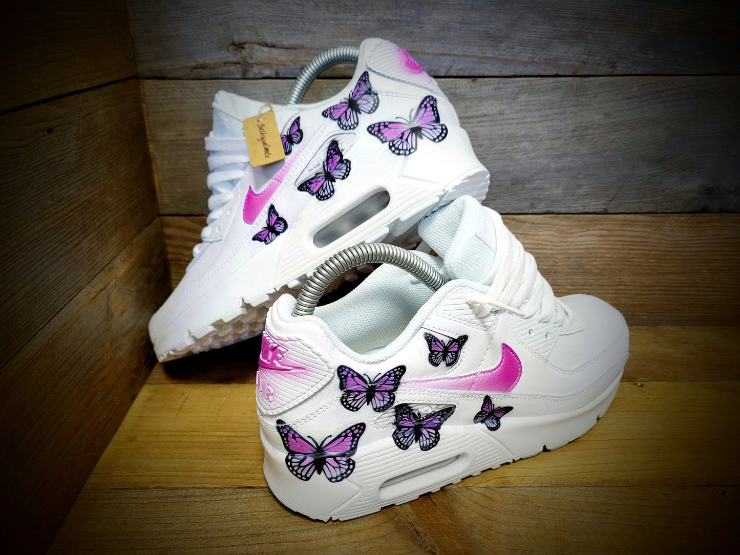 Custom Painted Air Max 90/Sneakers/Shoes/Kicks/Premium/Personalised/Pink Butterfly