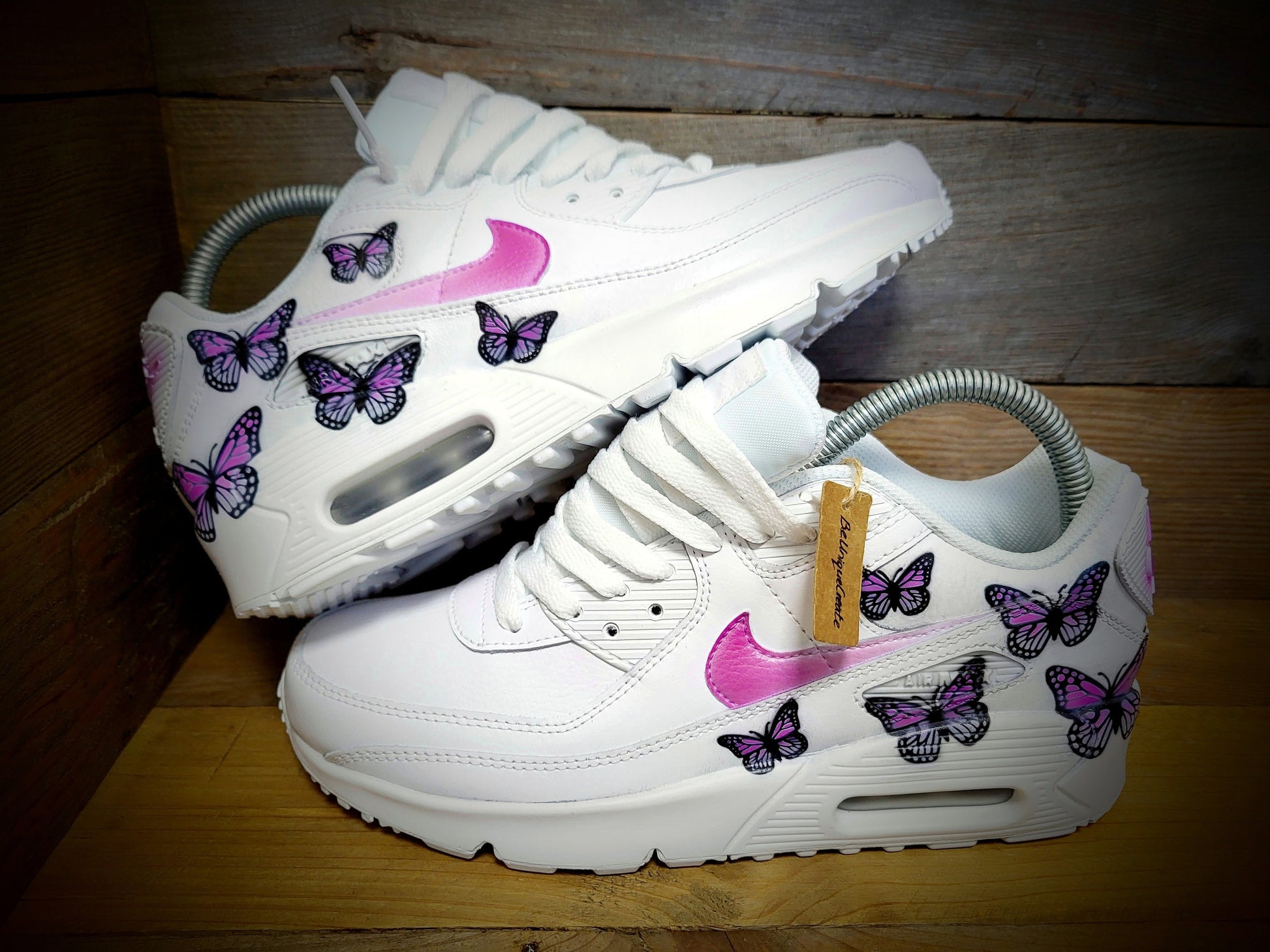 Custom Painted Air Max 90/Sneakers/Shoes/Kicks/Premium/Personalised/Pink Butterfly
